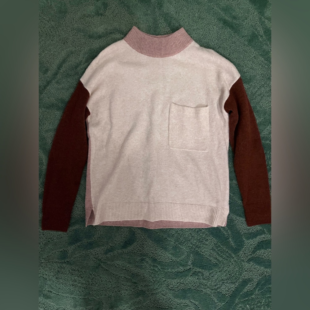 Madewell Pink and Brown Cowl Neck Sweater